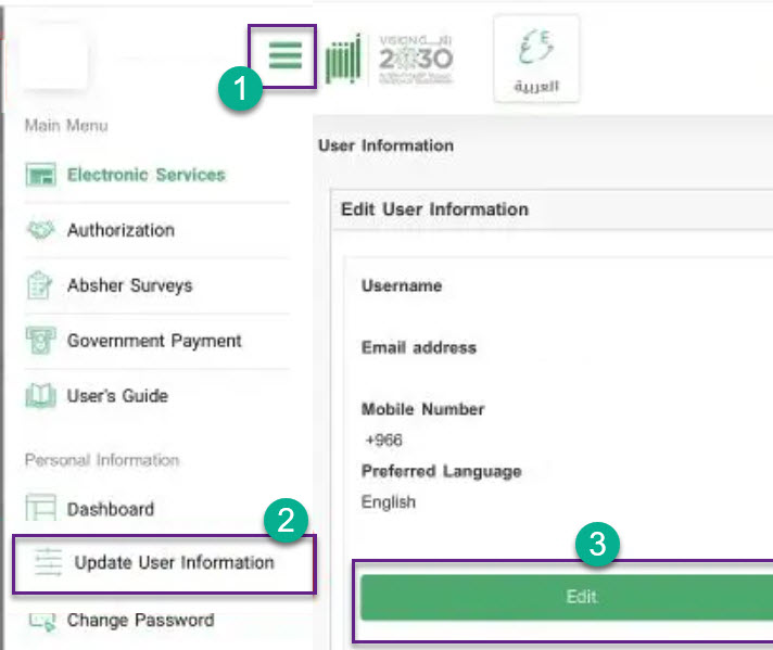How to Change or Update Phone Number in Absher