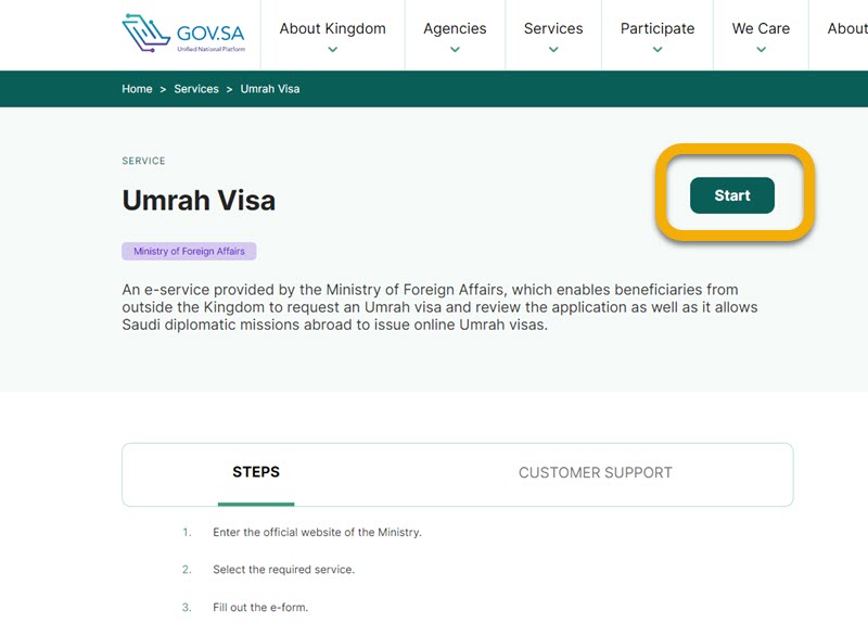 5 - Submit docs and apply for Umrah Visa Online via Mofa