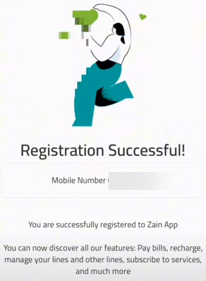 Zain KSA App Registration Successful